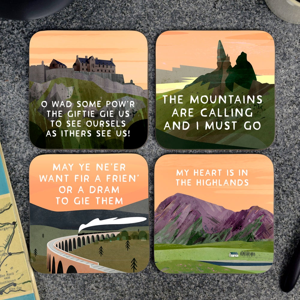Gift box of four Scottish Landscape coasters