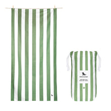 Load image into Gallery viewer, Quick Dry Striped Towel - Cayman Olive Green - extra large
