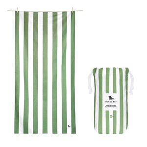 Quick Dry Striped Towel - Cayman Olive Green - extra large