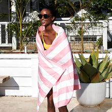 Load image into Gallery viewer, Quick Dry Striped Towel - Malibu Pink - extra large
