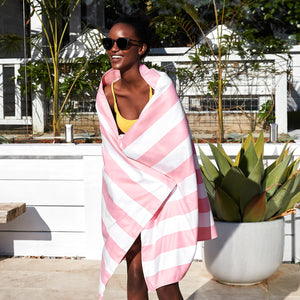Quick Dry Striped Towel - Malibu Pink - extra large