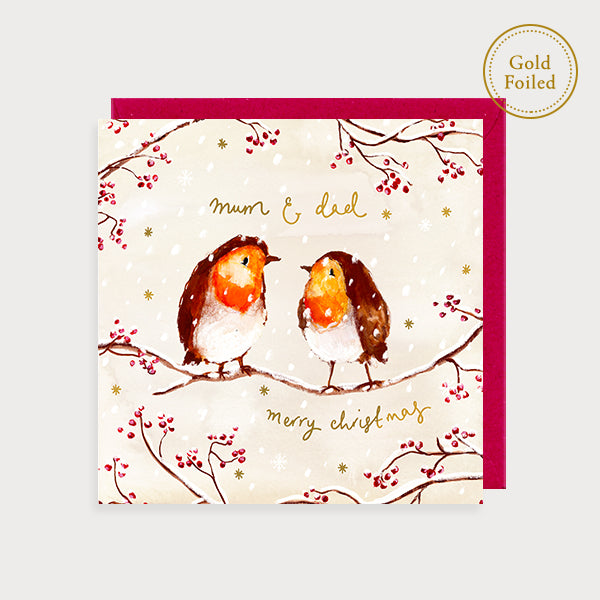 Christmas Card Mum and Dad Robins