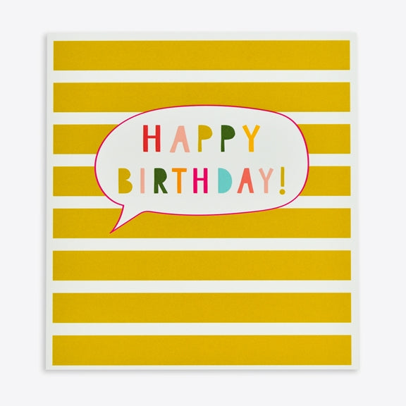 Happy Birthday mustard stripes