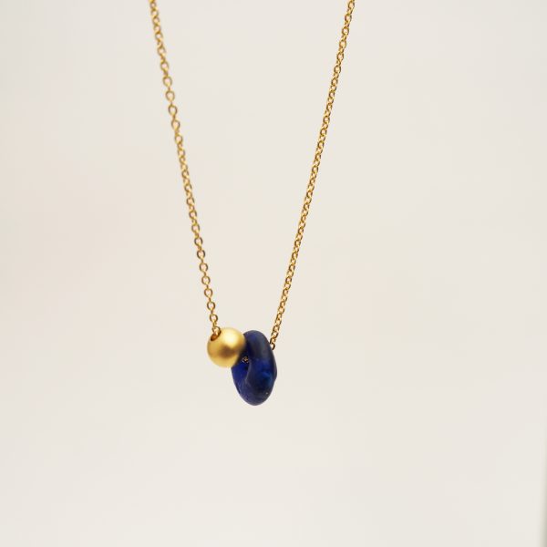 Abacus deep blue and gold necklace
