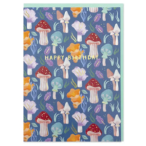 'Happy Birthday' - Fungi pattern card