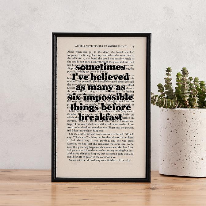 Six Impossible Things - book page print