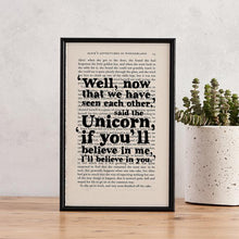 Load image into Gallery viewer, Unicorn I&#39;ll Believe In You - book page print

