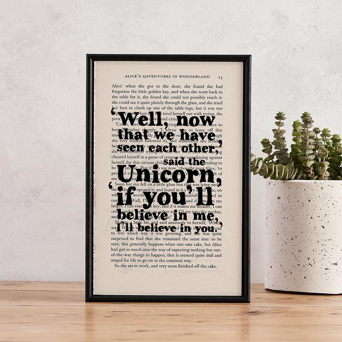 Unicorn I'll Believe In You - book page print