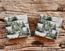 Load image into Gallery viewer, Alpine Firs natural marble stone coaster

