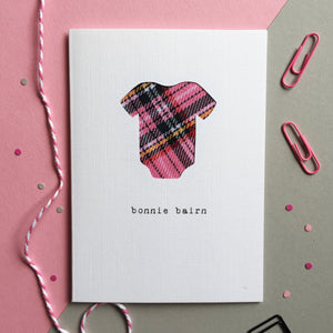 Bonnie Bairn - red, pink or blue - Scottish new baby card