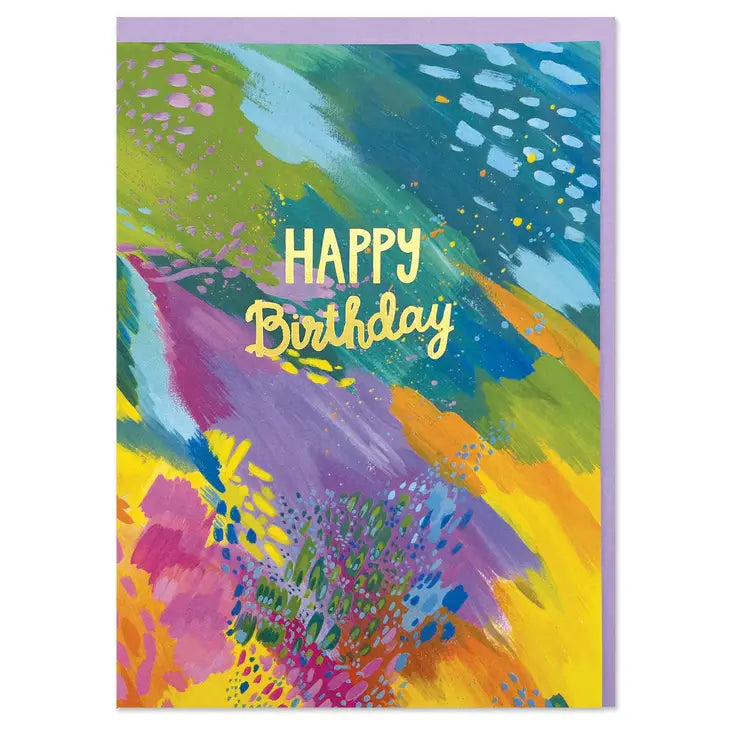 'Happy Birthday' colourful painterly card