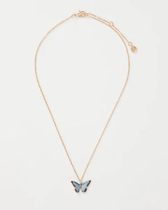 Enamel Blue Butterfly short gold necklace