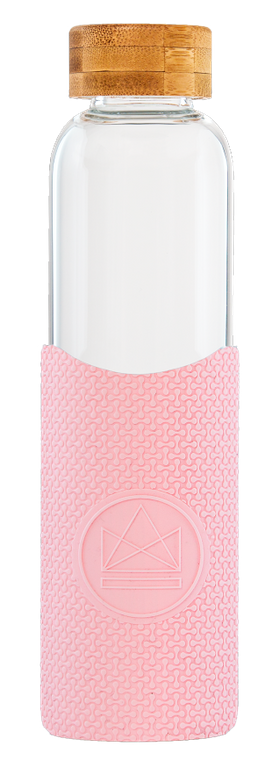 Reusable Glass Bottle 550ml Pink Flamingo