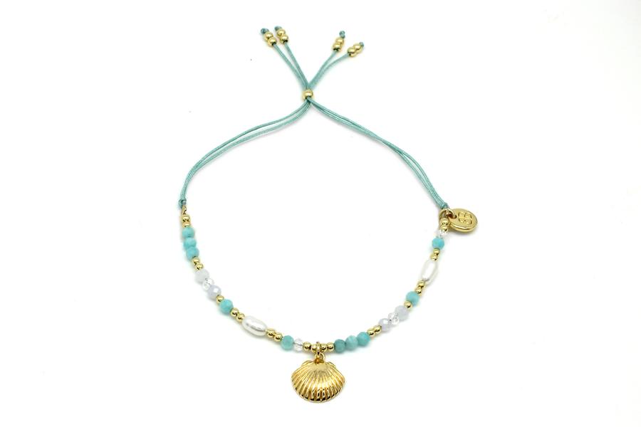 Hermosa Aqua Gold Shell Charm Bracelet