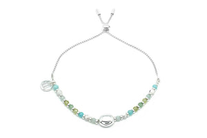 Kribi Aqua & Silver Pebble Bracelet