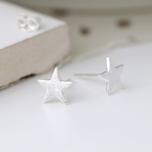 Brushed star stud earrings