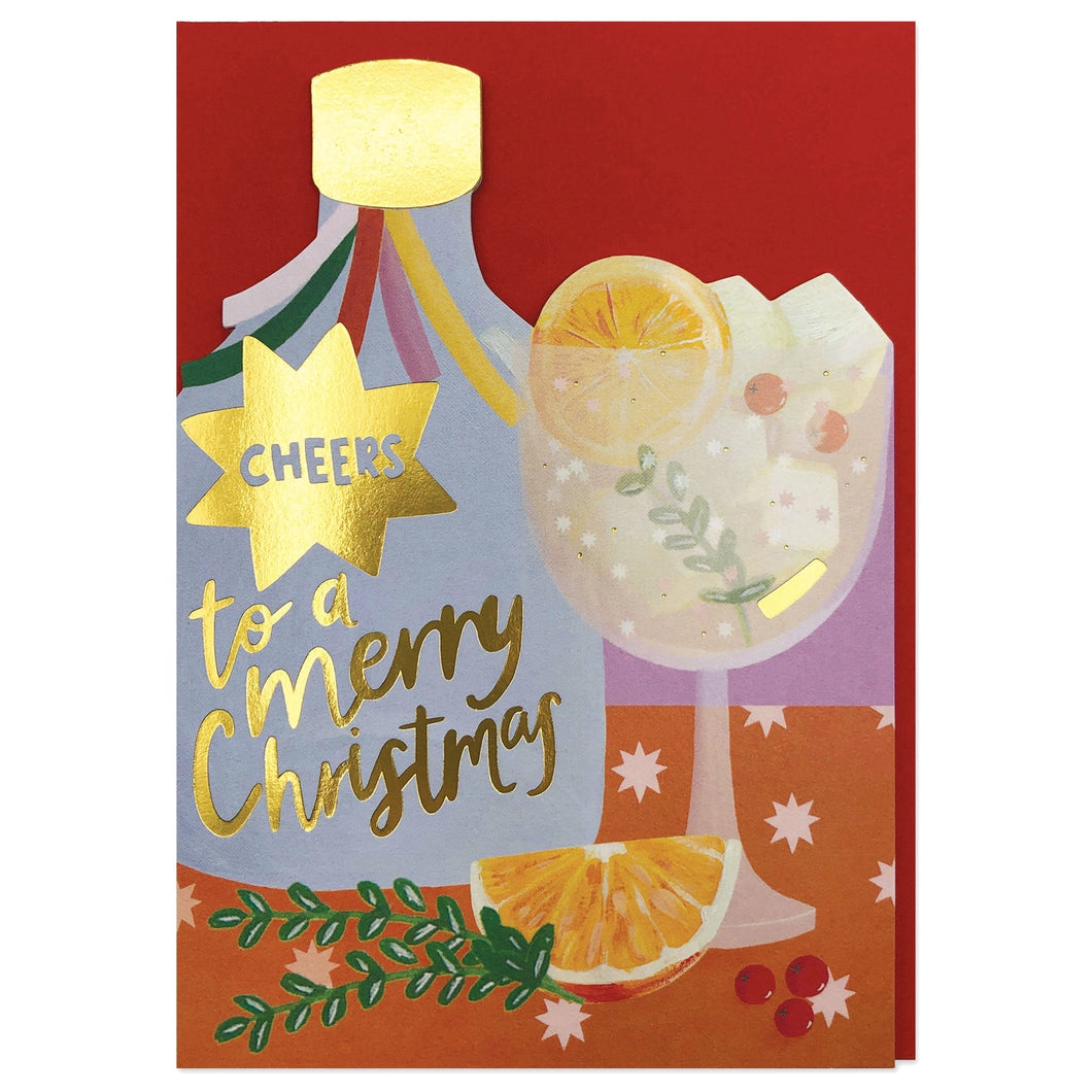 Cheers to a Merry Christmas - cocktail and bottle