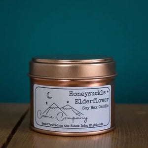 Honeysuckle & Elderflower wee tin soy wax candle by The Coorie Company