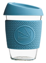 Load image into Gallery viewer, Reusable Glass Cup 12oz Supersonic Blue
