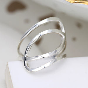Sterling silver ring with double ellipse design