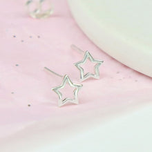 Load image into Gallery viewer, Open Silver Star Stud Earrings
