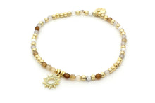 Load image into Gallery viewer, Dalim honey gemstone and sunburst charm bracelet
