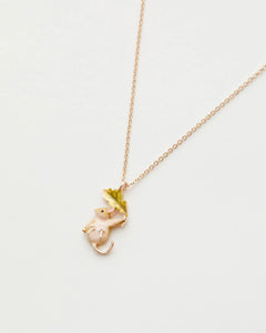 Enamel Dormouse short rose gold necklace