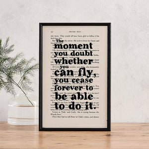 Doubt whether you can fly - book page print