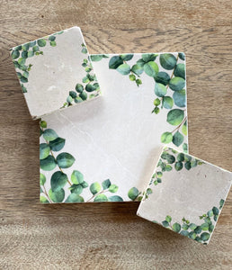 Eucalyptus Foliage natural marble stone platter