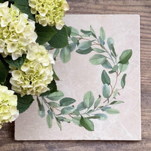Load image into Gallery viewer, Eucalyptus Wreath natural marble stone platter
