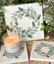 Load image into Gallery viewer, Eucalyptus Wreath natural marble stone coaster
