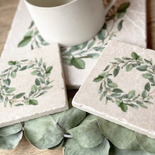 Load image into Gallery viewer, Eucalyptus Wreath natural marble stone coaster
