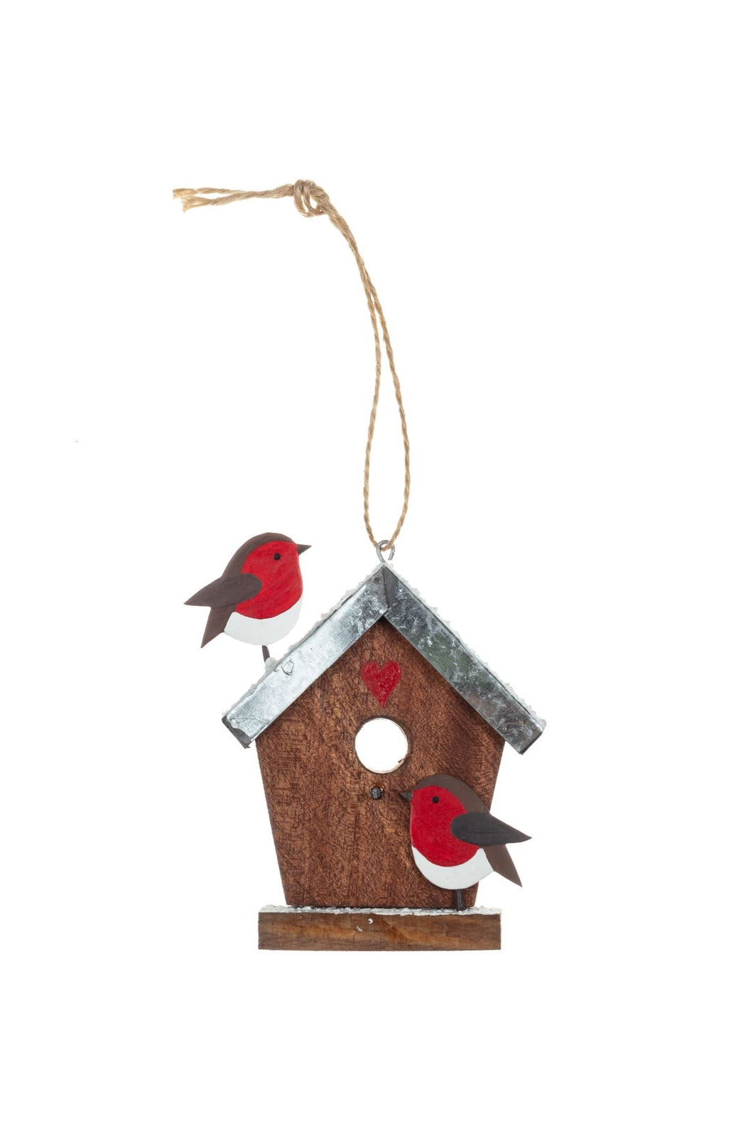 Birdhouse and Robins christmas decoration