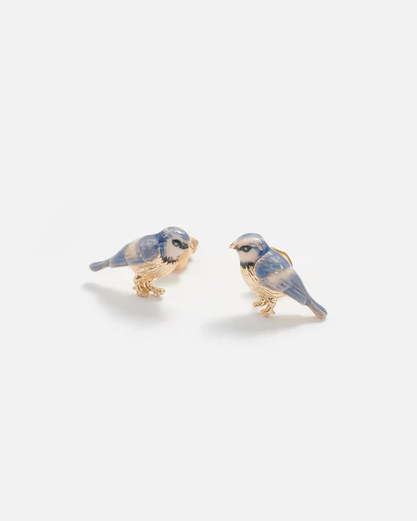 Fable Enamel Bluetit stud earrings