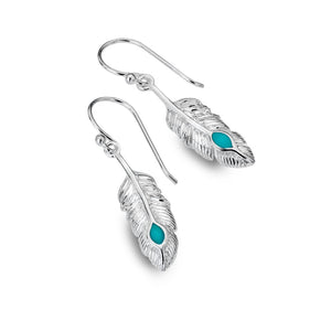 Turquoise Feather Earrings