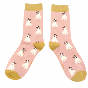 Fox Terriers ladies socks dusky pink