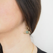 Load image into Gallery viewer, Long Arch Earrings with Aventurine beads
