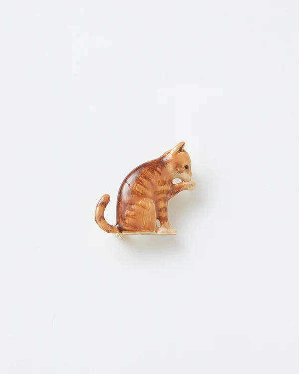 Fable Enamel Ginger Cat brooch