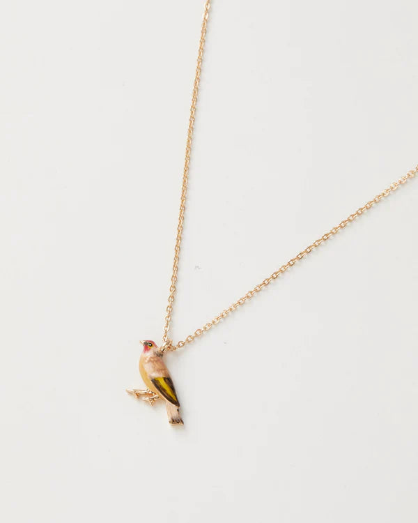 Enamel Goldfinch short gold necklace