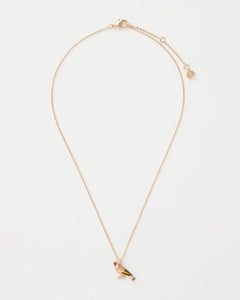 Enamel Goldfinch short gold necklace