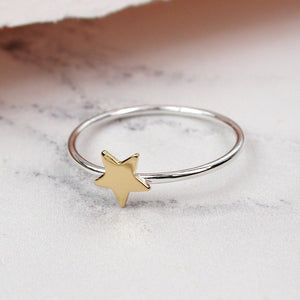 Fine silver ring with gold star