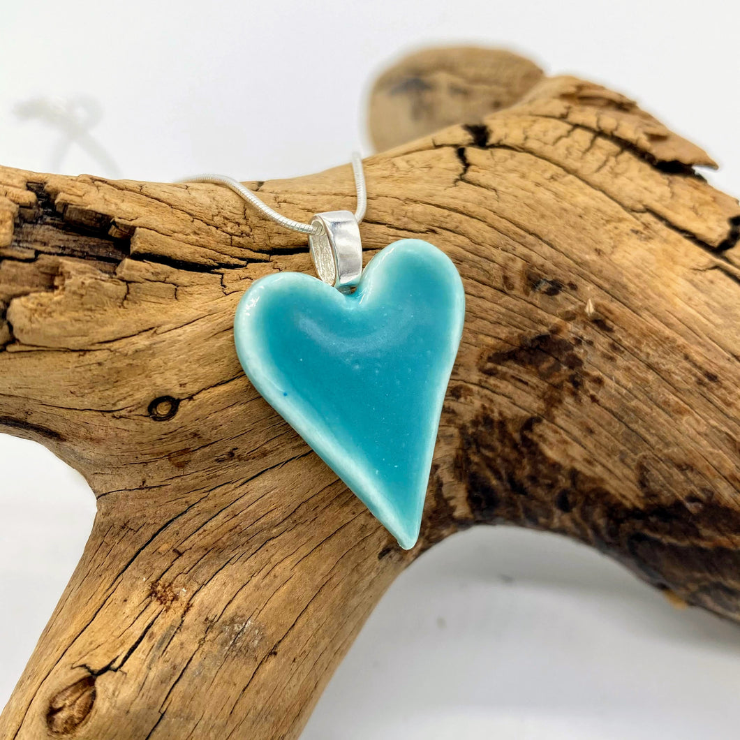 Heart Porcelain Pendant - turquoise