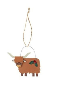 Highland Cow Hanging  Christmas tree decoration