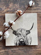 Load image into Gallery viewer, Highland cow natural marble stone platter
