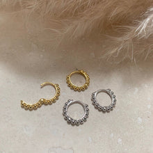 Load image into Gallery viewer, Hinged Bubble Hoops - Gold or Silver
