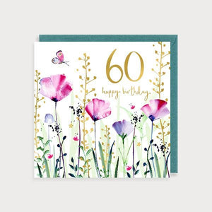 60th Birthday Card Floral