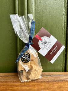 Salted Caramel Scottish Tablet - 100g gift bag with tartan ribbon