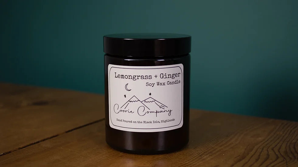 Honeysuckle & Elderflower amber jar soy wax candle by The Coorie Company