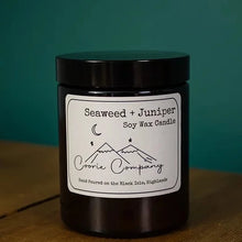 Load image into Gallery viewer, Seaweed &amp; Juniper amber jar soy wax candle by The Coorie Company

