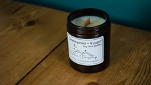 Load image into Gallery viewer, Honeysuckle &amp; Elderflower amber jar soy wax candle by The Coorie Company
